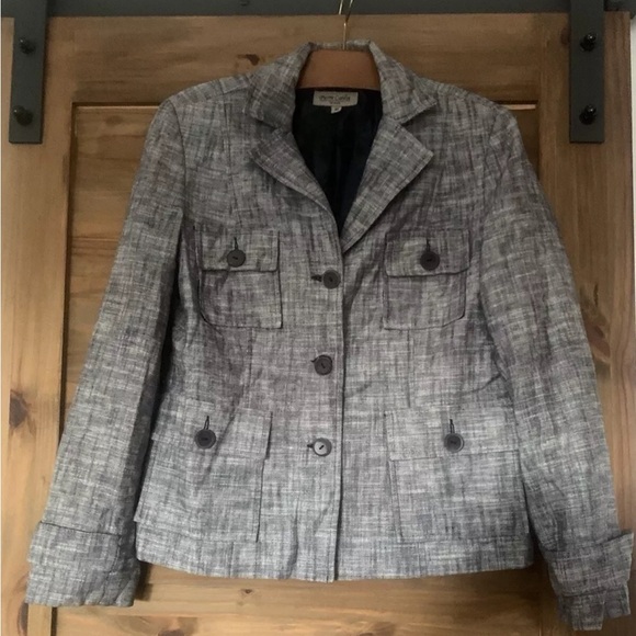 Pierre Cardin Women Blazer Jacket Linen Grey Size 10 - Picture 1 of 7